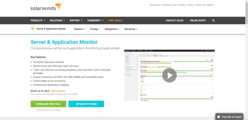 SolarWinds Server and Application Monitor (SAM)