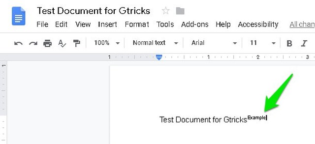 Superscript in Google Docs Online